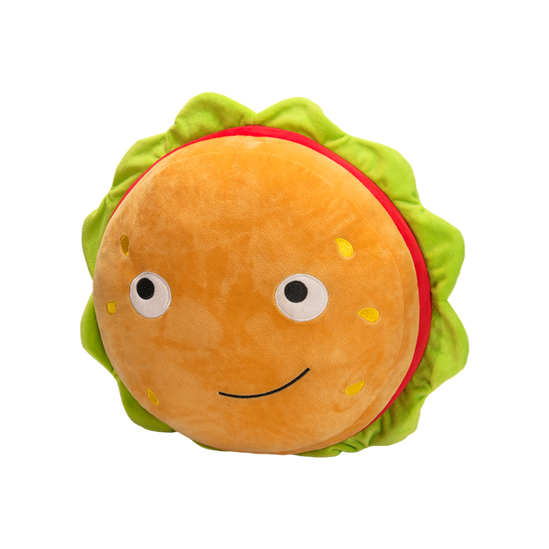 Oreiller en peluche créatif Smiley Hamburger