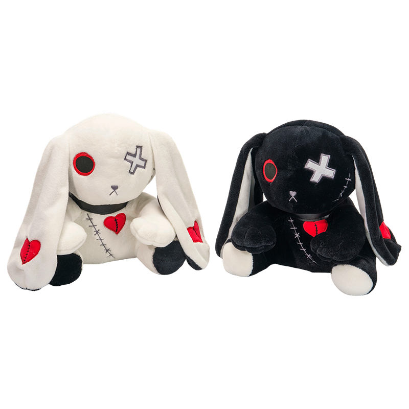 Jouets en peluche lapin blanc noir animal fantastique