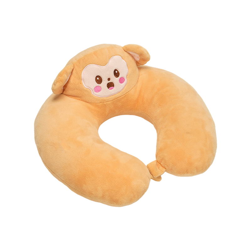 Oreiller cervical en forme de U en peluche singe