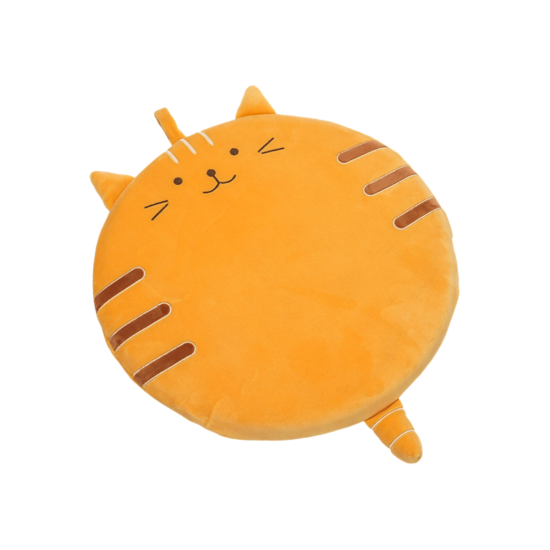 Coussins peluche chat rond souriant orange