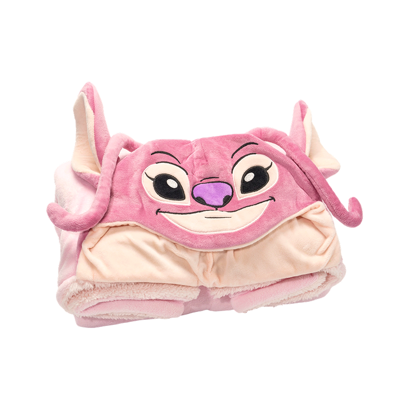 Couverture peluche à capuche personnage de dessin animé rose Couverture peluche à capuche personnage de dessin animé rose