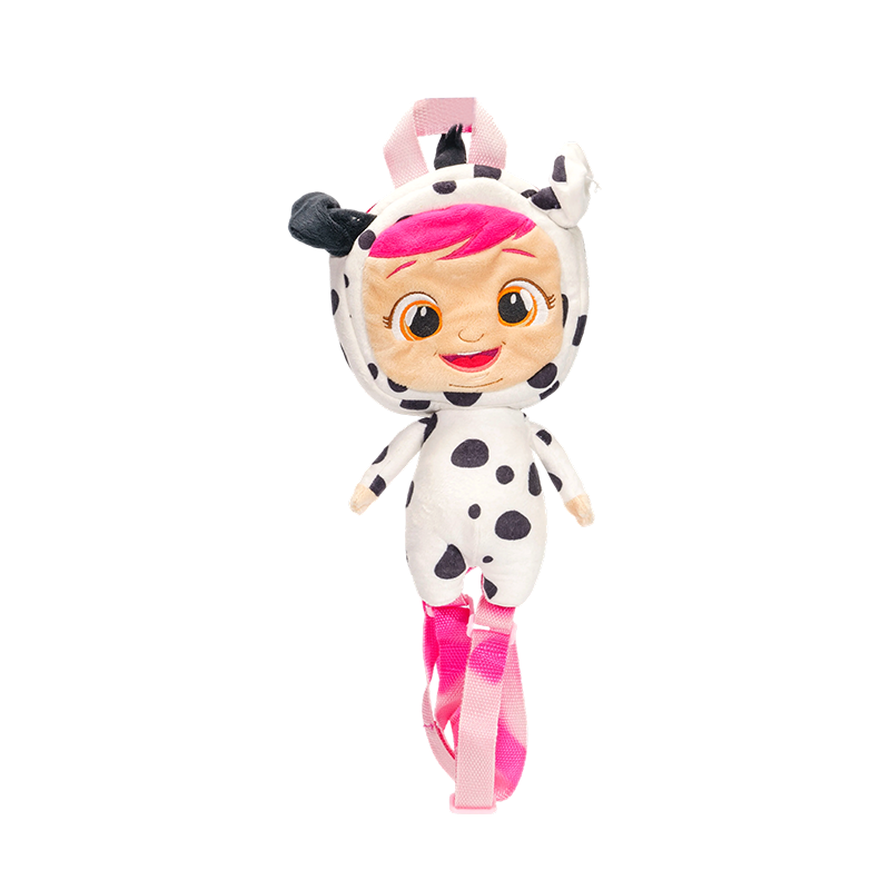 Sac à dos en peluche pour fille en costume de vache à pois