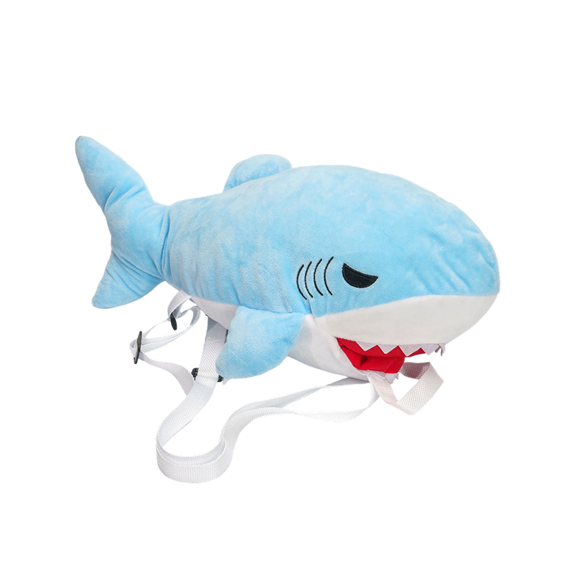 Sac à dos peluche molletonné requin bleu