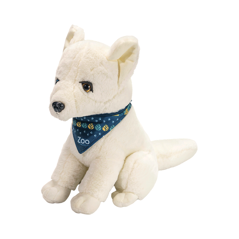 Animal sauvage assis, loup des neiges, jouets en peluche