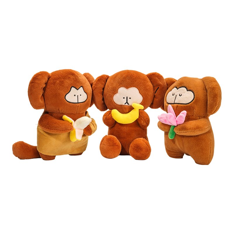 Adorables jouets en peluche de singes en peluche avec banane et fleur Adorables jouets en peluche de singes en peluche avec banane et fleur