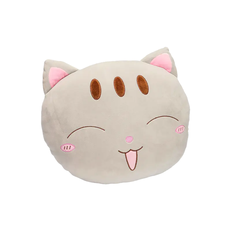 Oreillers en peluche à tête de chat souriant