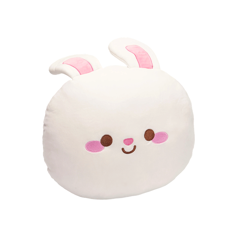 Oreiller circulaire peluche lapin blanc