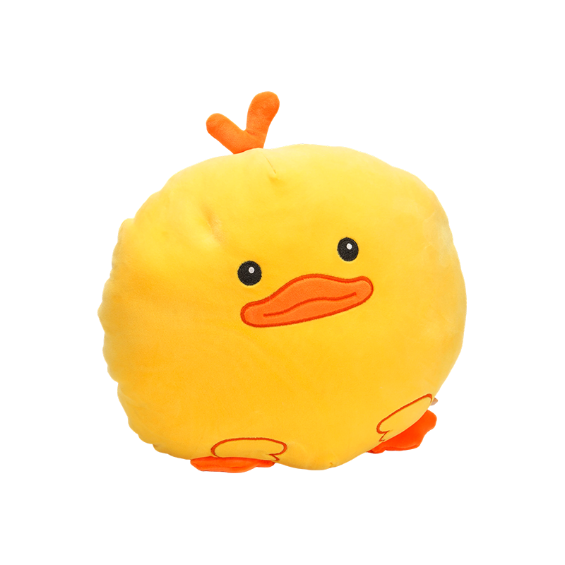 Oreiller rond en peluche de canard jaune