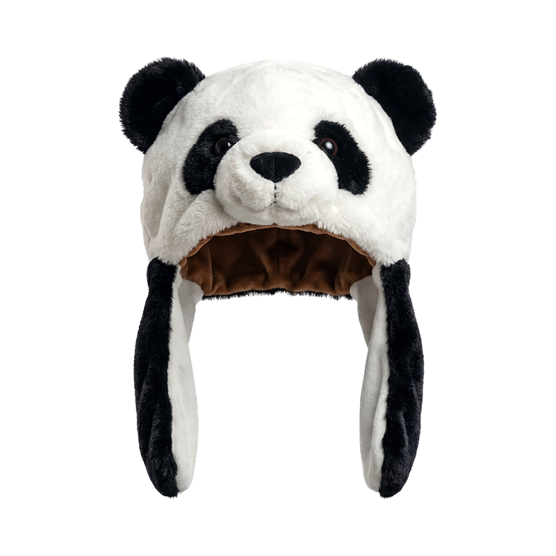 Chapeau classique en peluche panda noir et blanc