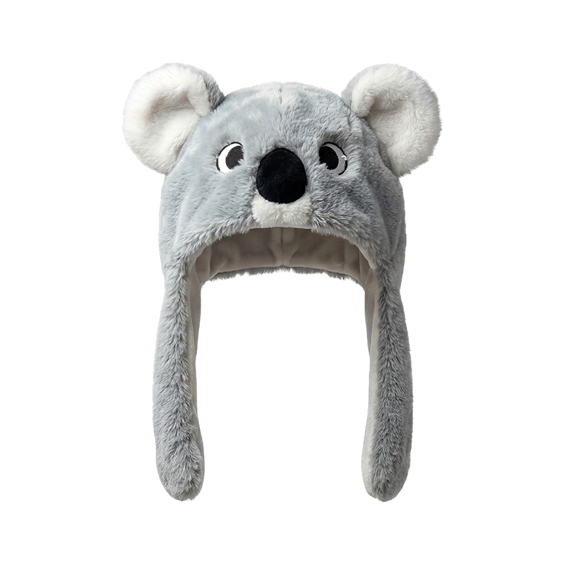 Bonnet oreilles de koala en peluche gris
