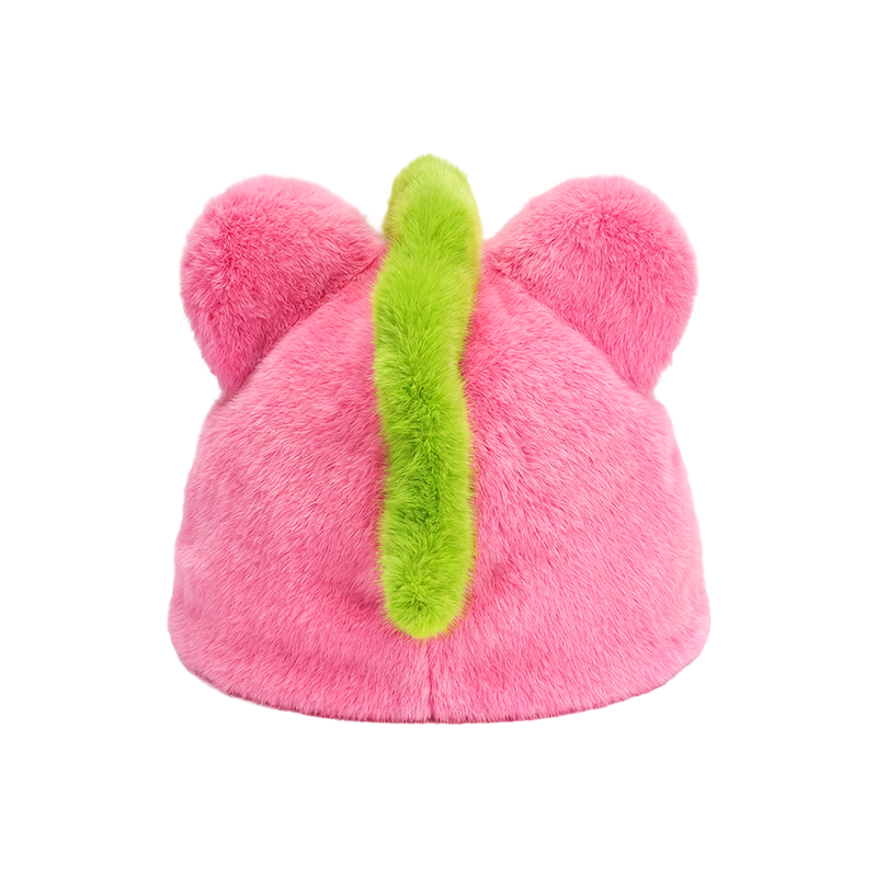 Licorne rose avec chapeau à crinière verte