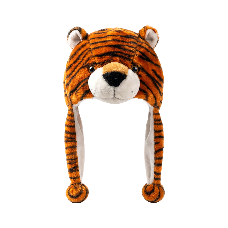 Bonnet en peluche ours à rayures tigrées