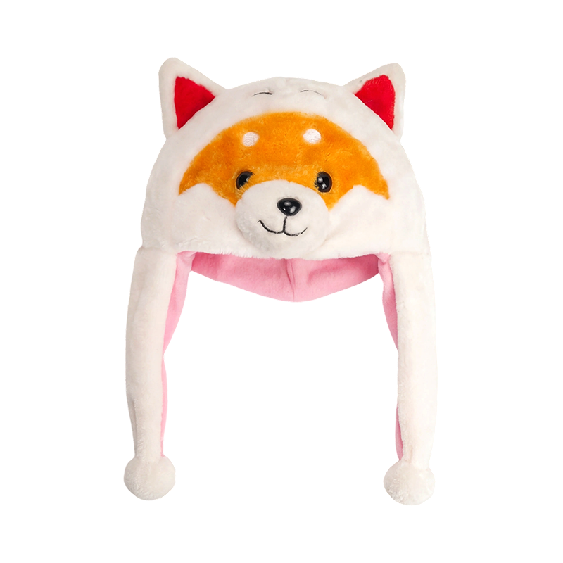 Bonnet peluche chien blanc