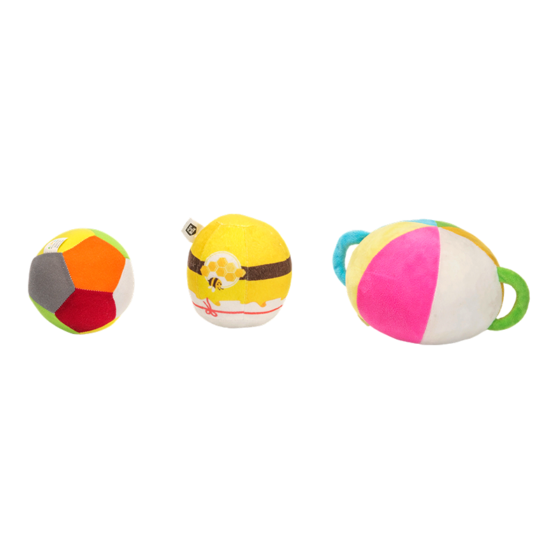 Trio de balles multicolores qui plairont aux animaux de compagnie
